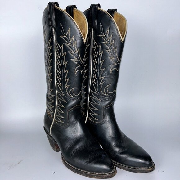 LARAMIE Other - Laramie Handmade Cowboy Western Boots Black Calf Leather Mens Approx Size 8-1/2